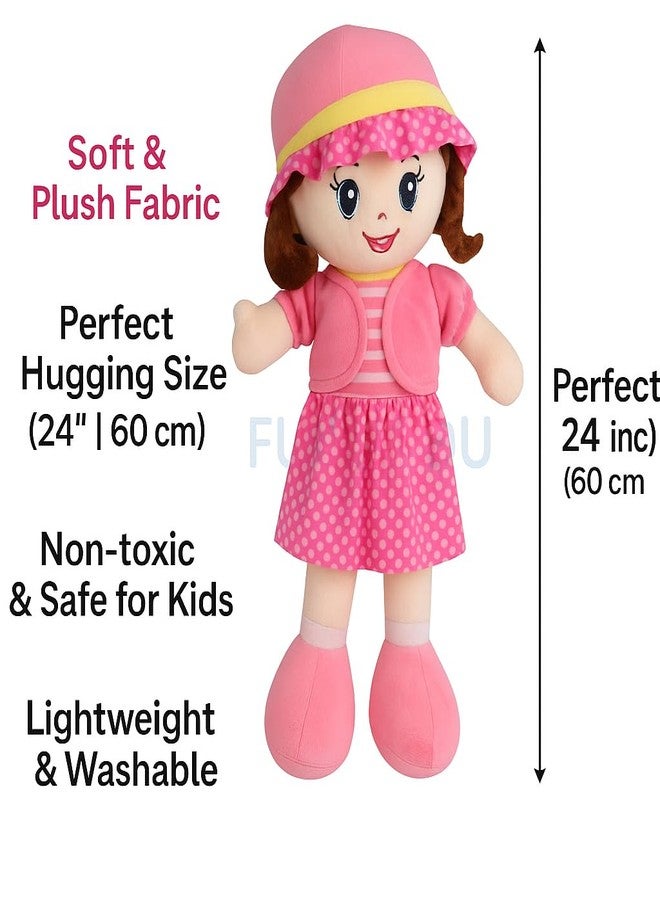 Fun4you Soft Doll Toy Gift for Girls | Winky Plush Doll 60 CM | Big Size Stuffed Toy for Kids & Toddlers | Cute Cuddly Companion for Play, Nursery & Decor | Gift for Him & Her | Birthday Present - Image 2